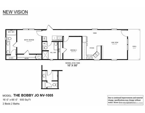2022 NEW VISION BOBBY JO NV1005 Mobile at Pitts Homes Inc STOCK# H-2 Photo 2