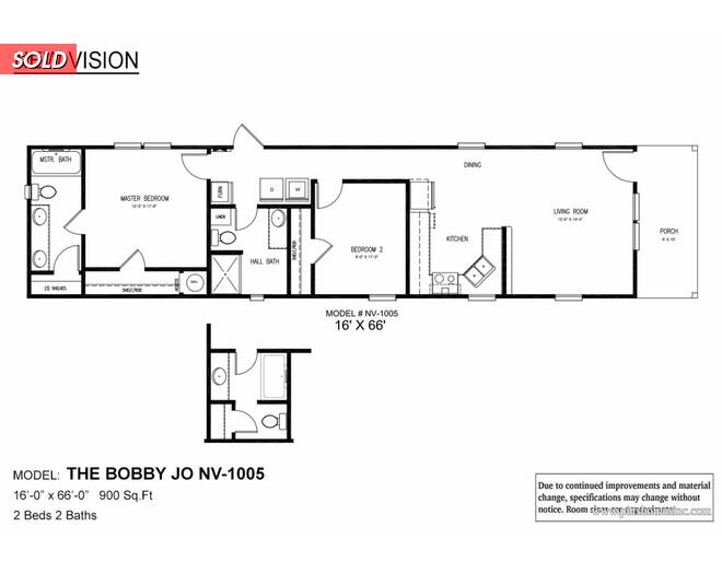 2022 NEW VISION BOBBY JO NV1005 Mobile at Pitts Homes Inc STOCK# H-2 Photo 2